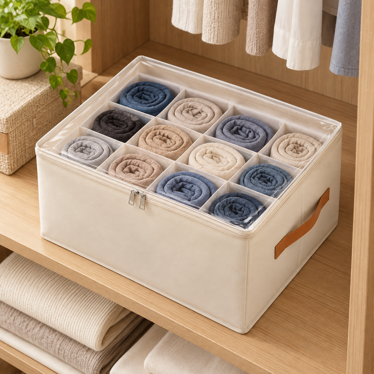 Foldable Shoe Storage Organizer Box with Dividers